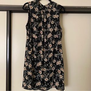 Black flower print dress